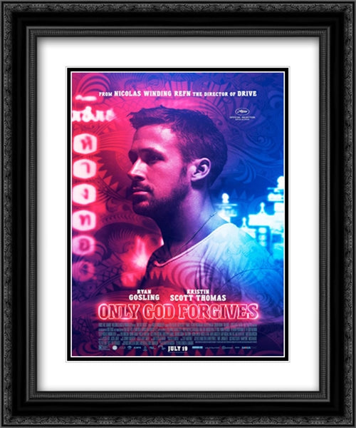 Only God Forgives 20x24 Black Ornate Wood Framed Movie Poster with Double Matting