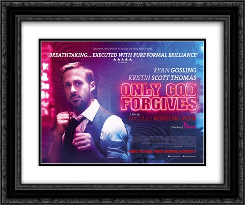 Only God Forgives 24x20 Black Ornate Wood Framed Movie Poster with Double Matting