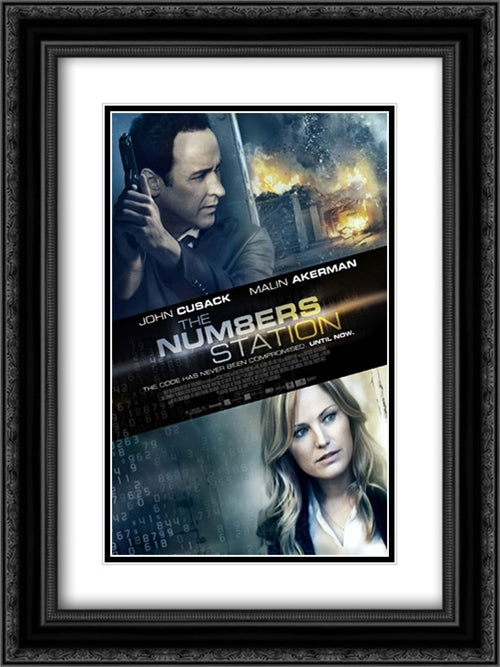 The Numbers Station 18x24 Black Ornate Wood Framed Movie Poster with Double Matting