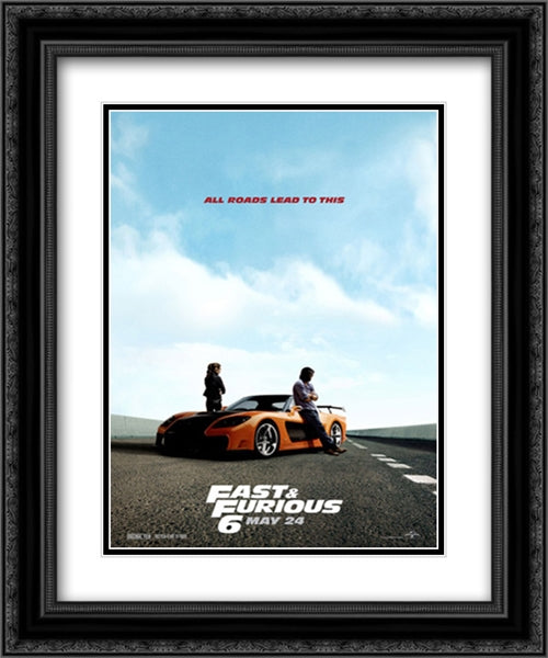 Fast and Furious 6 20x24 Black Ornate Wood Framed Movie Poster with Double Matting