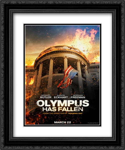 Olympus Has Fallen 20x24 Black Ornate Wood Framed Movie Poster with Double Matting