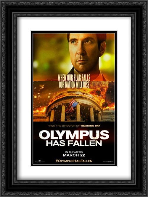 Olympus Has Fallen 18x24 Black Ornate Wood Framed Movie Poster with Double Matting