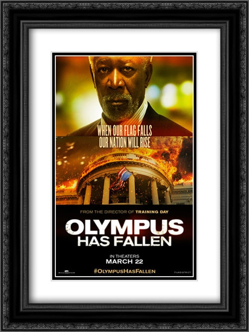 Olympus Has Fallen 18x24 Black Ornate Wood Framed Movie Poster with Double Matting