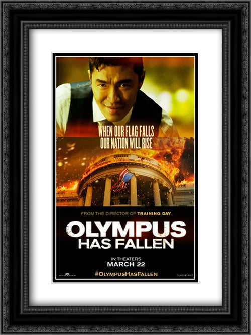 Olympus Has Fallen 18x24 Black Ornate Wood Framed Movie Poster with Double Matting