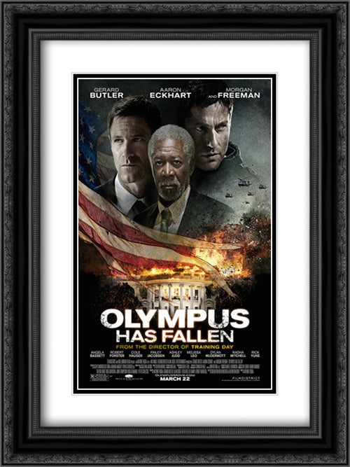 Olympus Has Fallen 18x24 Black Ornate Wood Framed Movie Poster with Double Matting