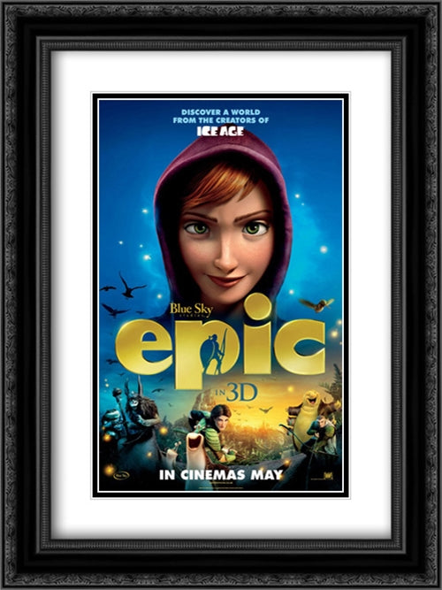 Epic 18x24 Black Ornate Wood Framed Movie Poster with Double Matting