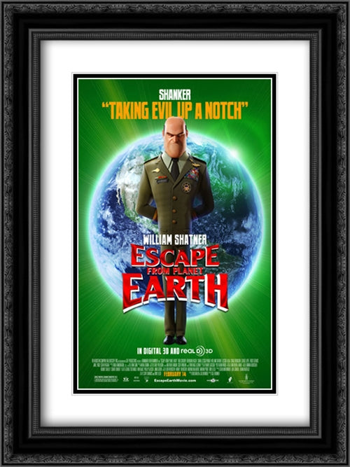 Escape from Planet Earth 18x24 Black Ornate Wood Framed Movie Poster with Double Matting