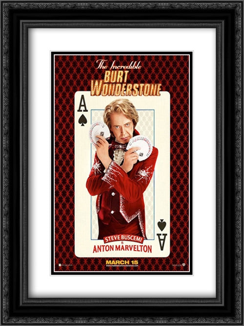 The Incredible Burt Wonderstone 18x24 Black Ornate Wood Framed Movie Poster with Double Matting