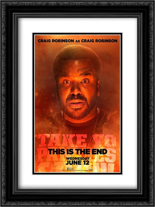 This is the End 18x24 Black Ornate Wood Framed Movie Poster with Double Matting