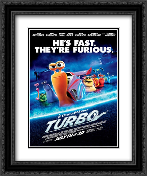 Turbo 20x24 Black Ornate Wood Framed Movie Poster with Double Matting