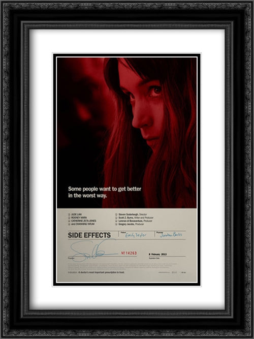 Side Effects 18x24 Black Ornate Wood Framed Movie Poster with Double Matting