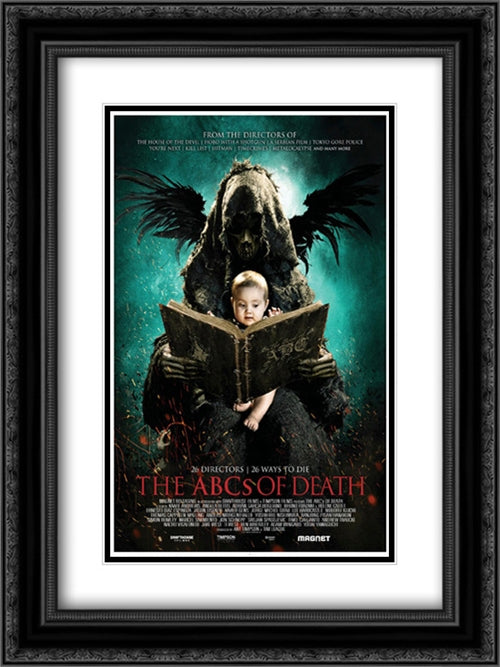 The ABC's of Death 18x24 Black Ornate Wood Framed Movie Poster with Double Matting