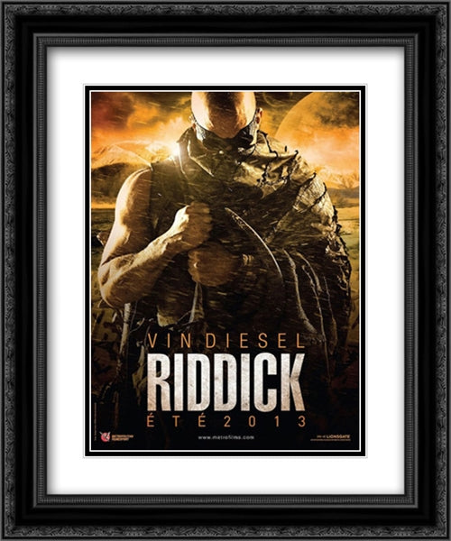 Riddick 20x24 Black Ornate Wood Framed Movie Poster with Double Matting