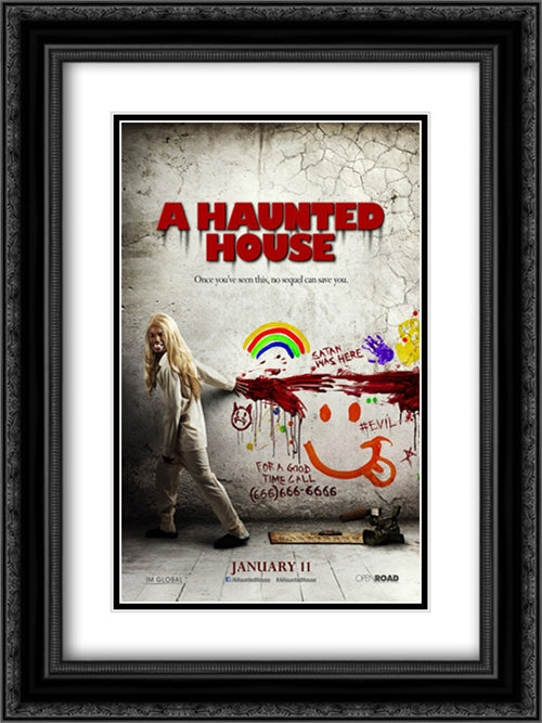 A Haunted House 18x24 Black Ornate Wood Framed Movie Poster with Double Matting