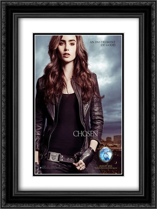 The Mortal Instruments: City of Bones 18x24 Black Ornate Wood Framed Movie Poster with Double Matting