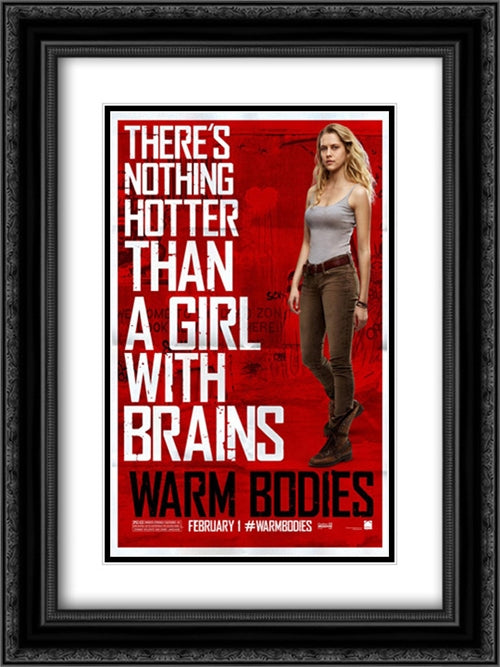 Warm Bodies 18x24 Black Ornate Wood Framed Movie Poster with Double Matting
