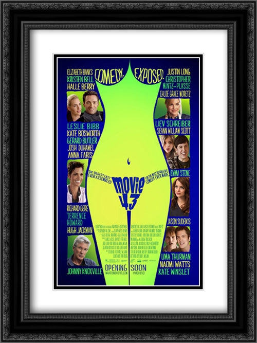 Movie 43 18x24 Black Ornate Wood Framed Movie Poster with Double Matting
