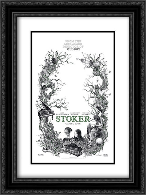 Stoker 18x24 Black Ornate Wood Framed Movie Poster with Double Matting