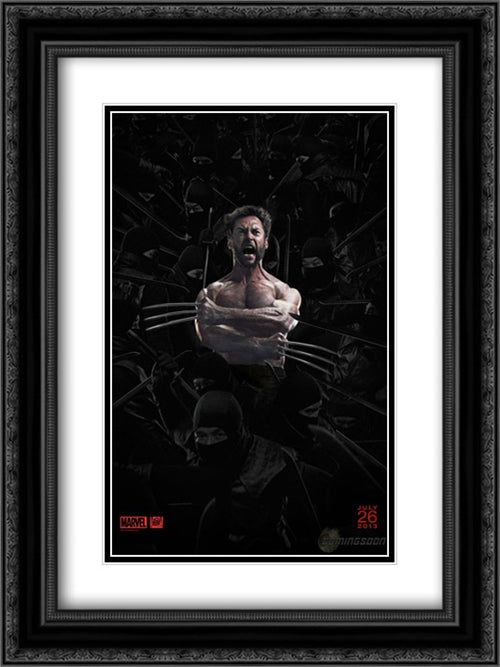 The Wolverine 18x24 Black Ornate Wood Framed Movie Poster with Double Matting