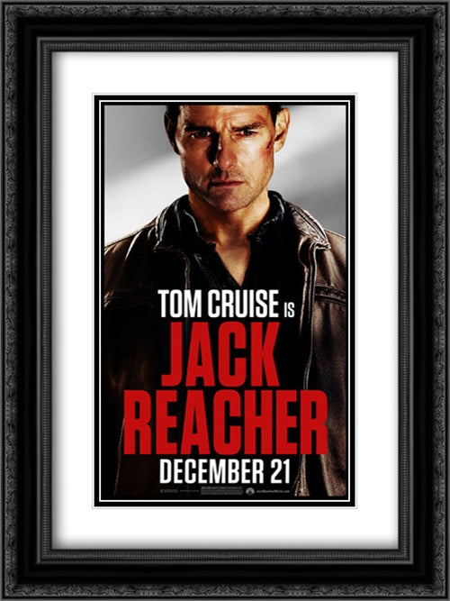 Jack Reacher 18x24 Black Ornate Wood Framed Movie Poster with Double Matting