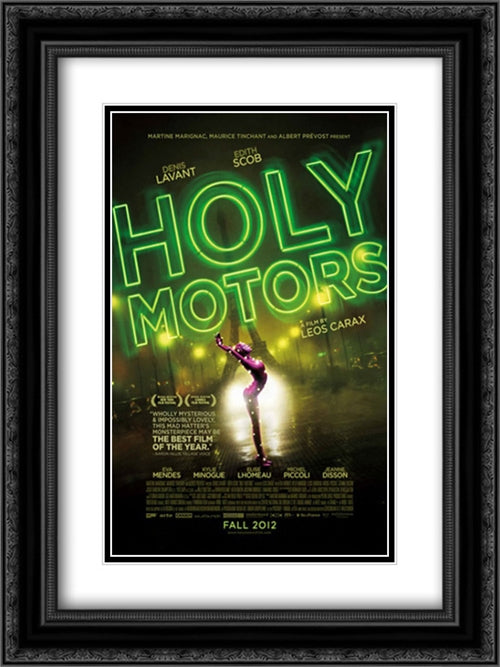 Holy Motors 18x24 Black Ornate Wood Framed Movie Poster with Double Matting