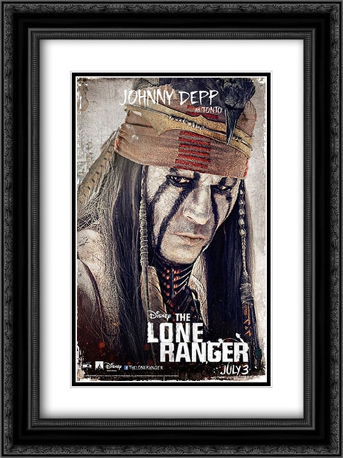 The Lone Ranger 18x24 Black Ornate Wood Framed Movie Poster with Double Matting