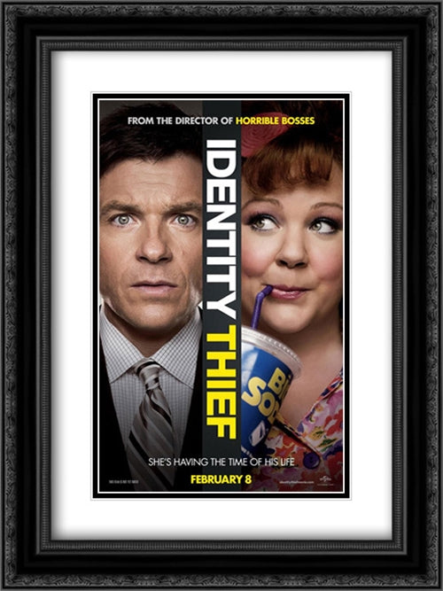 Identity Thief 18x24 Black Ornate Wood Framed Movie Poster with Double Matting