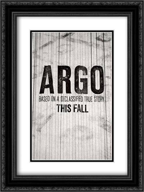 Argo 18x24 Black Ornate Wood Framed Movie Poster with Double Matting