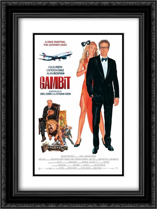 Gambit (2012) 18x24 Black Ornate Wood Framed Movie Poster with Double Matting