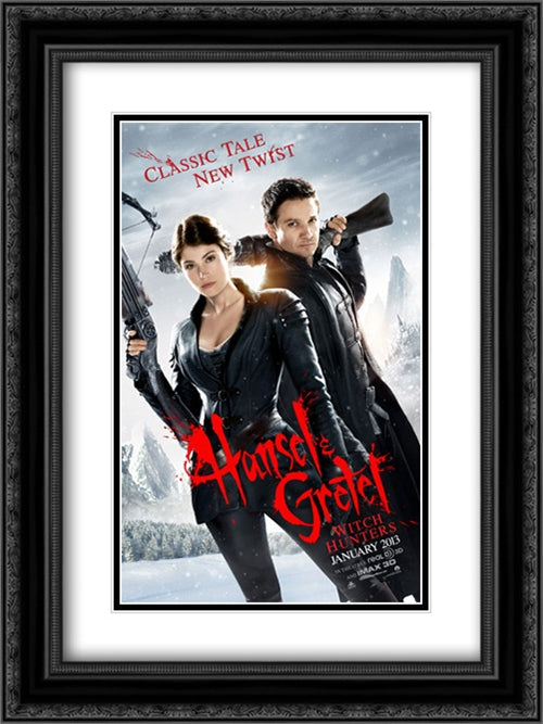 Hansel and Gretel: Witch Hunters 18x24 Black Ornate Wood Framed Movie Poster with Double Matting