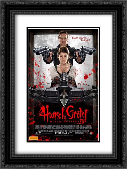Hansel and Gretel: Witch Hunters 18x24 Black Ornate Wood Framed Movie Poster with Double Matting
