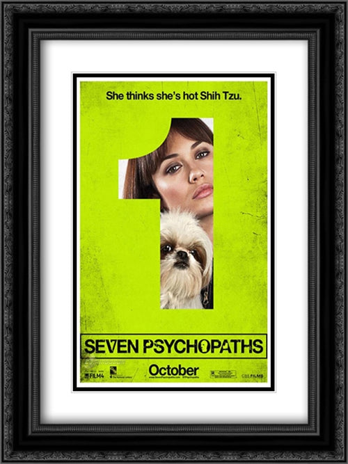 Seven Psychopaths 18x24 Black Ornate Wood Framed Movie Poster with Double Matting