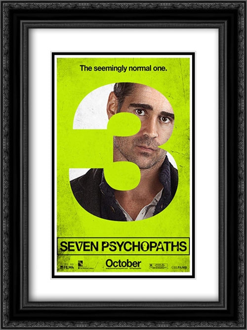 Seven Psychopaths 18x24 Black Ornate Wood Framed Movie Poster with Double Matting