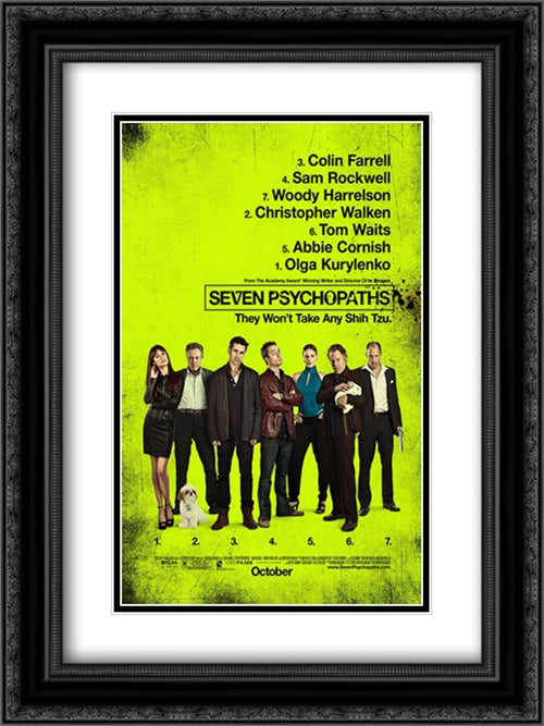 Seven Psychopaths 18x24 Black Ornate Wood Framed Movie Poster with Double Matting