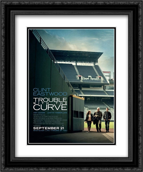Trouble With The Curve 20x24 Black Ornate Wood Framed Movie Poster with Double Matting