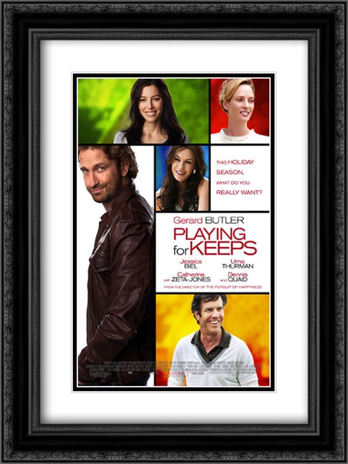 Playing for Keeps 18x24 Black Ornate Wood Framed Movie Poster with Double Matting