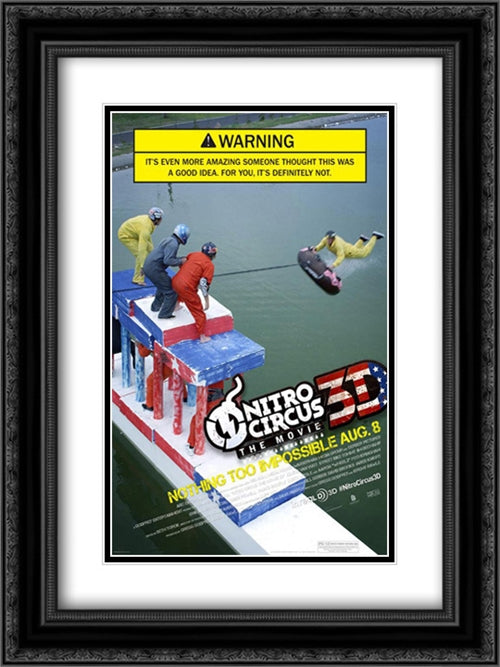 Nitro Circus: The Movie 3D 18x24 Black Ornate Wood Framed Movie Poster with Double Matting