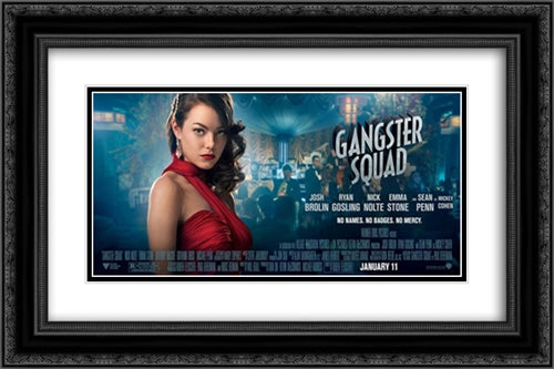 Gangster Squad 24x16 Black Ornate Wood Framed Movie Poster with Double Matting
