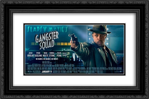 Gangster Squad 24x16 Black Ornate Wood Framed Movie Poster with Double Matting