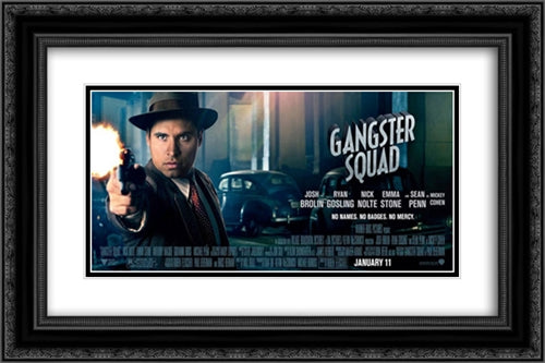 Gangster Squad 24x16 Black Ornate Wood Framed Movie Poster with Double Matting