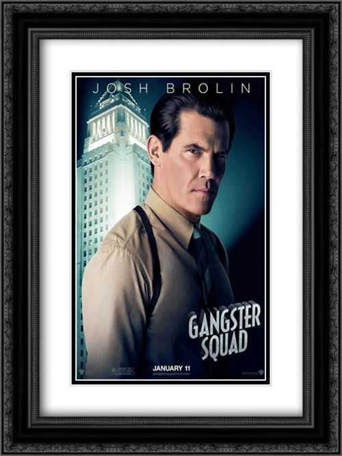 Gangster Squad 18x24 Black Ornate Wood Framed Movie Poster with Double Matting