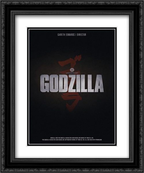 Godzilla 20x24 Black Ornate Wood Framed Movie Poster with Double Matting