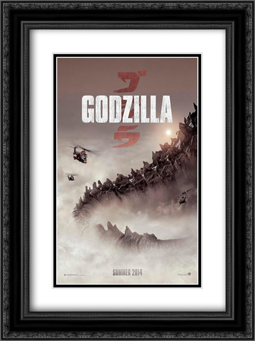 Godzilla 18x24 Black Ornate Wood Framed Movie Poster with Double Matting