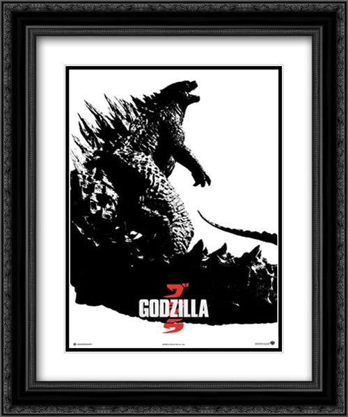 Godzilla 20x24 Black Ornate Wood Framed Movie Poster with Double Matting