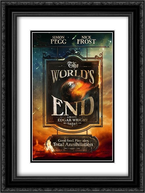 The World's End 18x24 Black Ornate Wood Framed Movie Poster with Double Matting