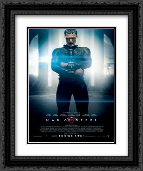 Man of Steel 20x24 Black Ornate Wood Framed Movie Poster with Double Matting