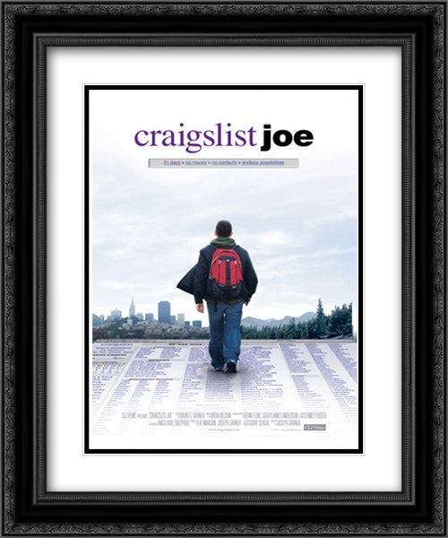 Craigslist Joe 20x24 Black Ornate Wood Framed Movie Poster with Double Matting