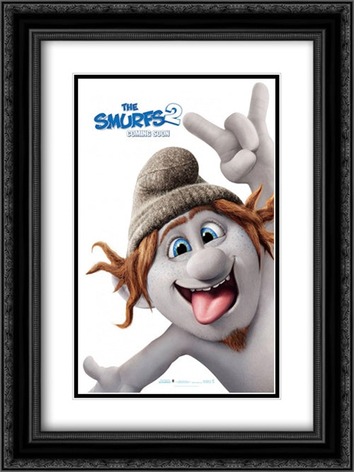 The Smurfs 2 18x24 Black Ornate Wood Framed Movie Poster with Double Matting