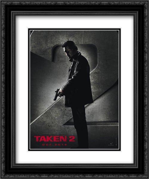 Taken 2 20x24 Black Ornate Wood Framed Movie Poster with Double Matting