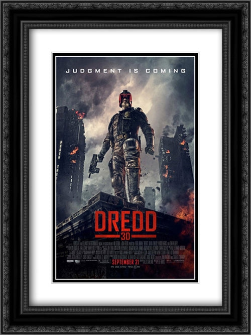 Dredd 18x24 Black Ornate Wood Framed Movie Poster with Double Matting